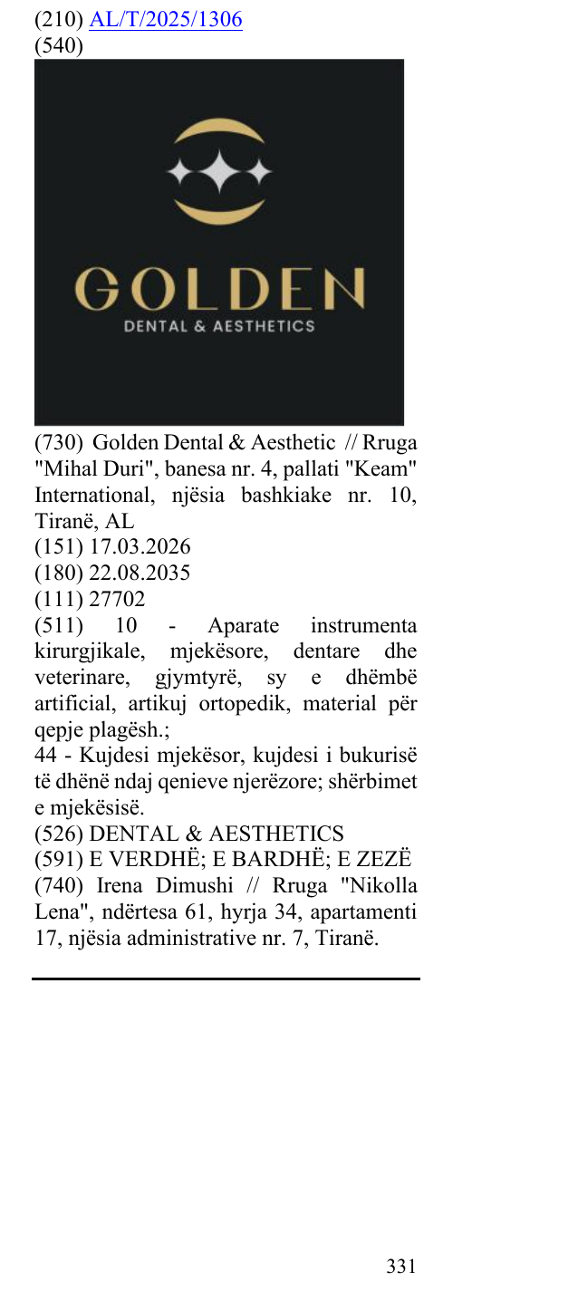 Zëri i markës DENTAL & AESTHETICS në buletin