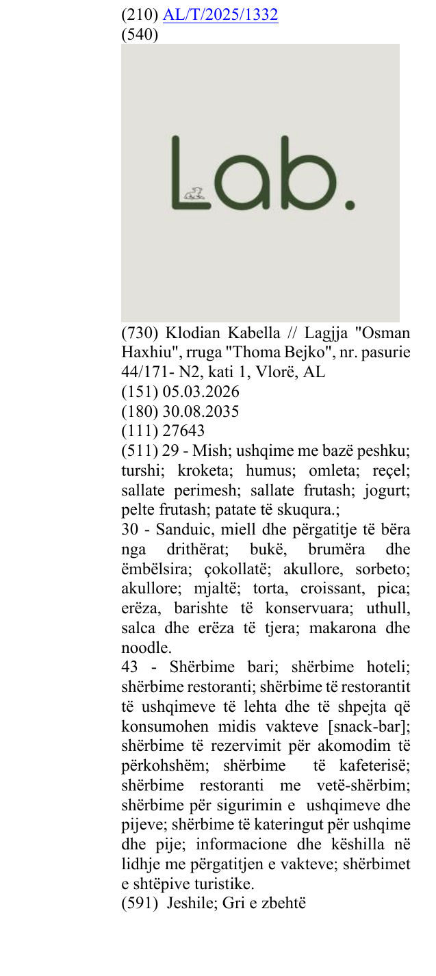 Zëri i markës Lab. në buletin