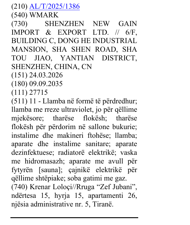 Zëri i markës WMARK në buletin