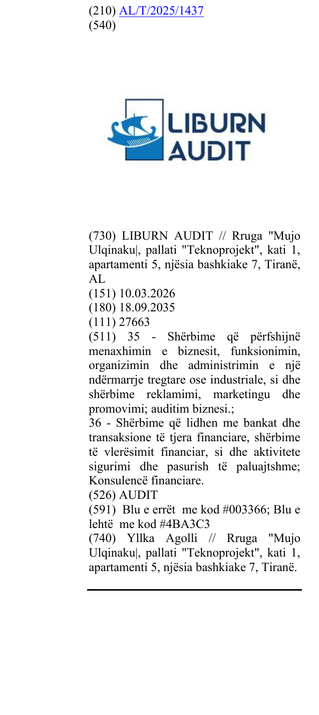 Zëri i markës AUDIT në buletin