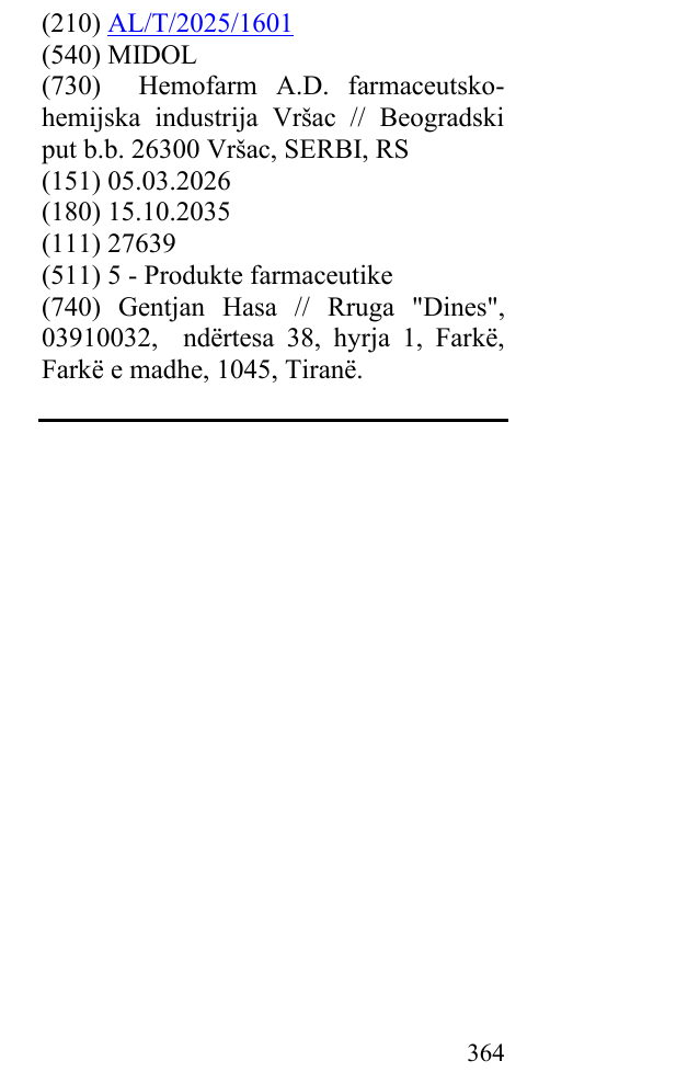 Zëri i markës MIDOL në buletin