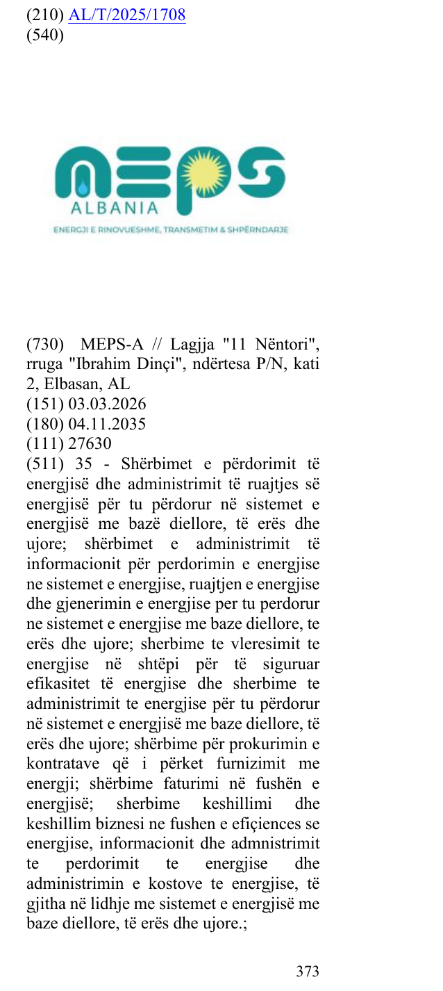 Zëri i markës ALBANIA; ENERGJI E RINOVUESHME; TRANSMETIM; & SHPËRNDARJE në buletin