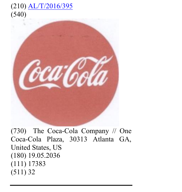 Zëri i markës Coca-Cola në buletin