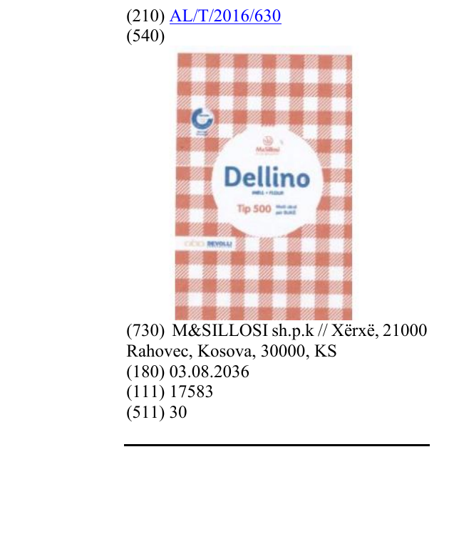 Zëri i markës Dellino në buletin