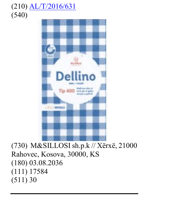 Zëri i markës Dellino në buletin