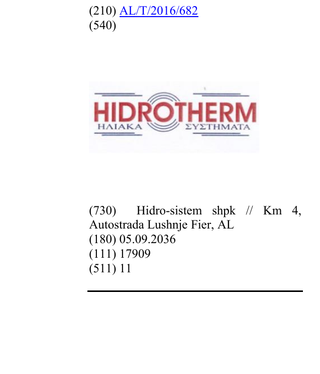 Zëri i markës HIDROTHERM në buletin