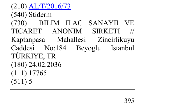Zëri i markës Stiderm në buletin