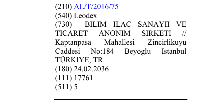 Zëri i markës Leodex në buletin