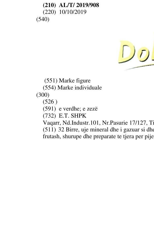 Zëri i markës Dolce në buletin