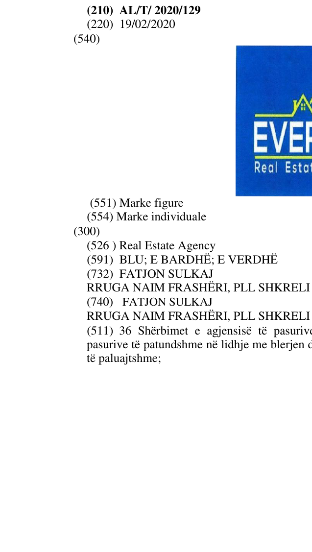 Zëri i markës Real Estate Agency në buletin