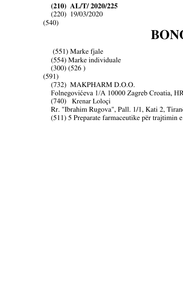 Zëri i markës BONOSTA në buletin