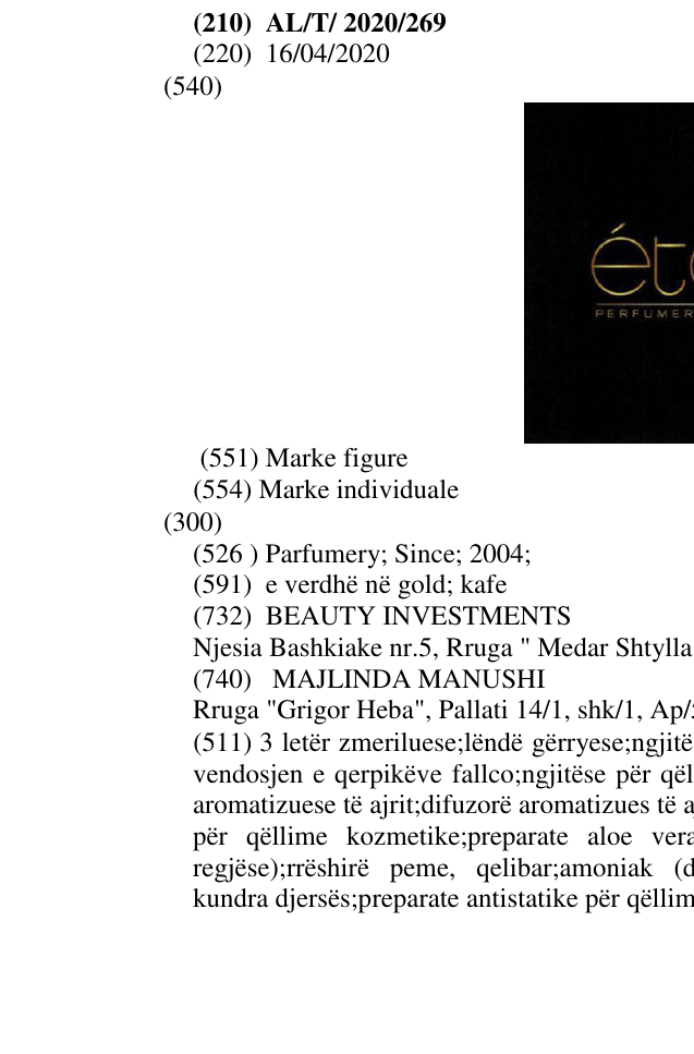 Zëri i markës Parfumery; Since; 2004; në buletin
