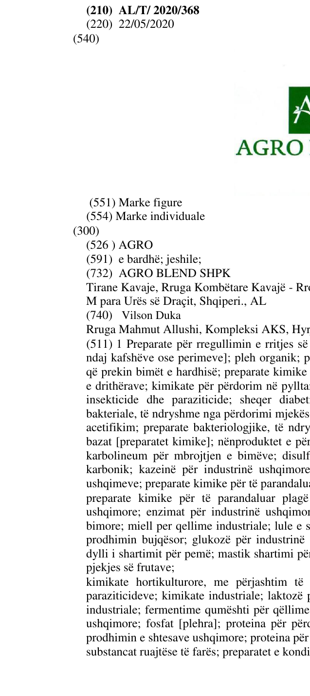 Zëri i markës AGRO në buletin