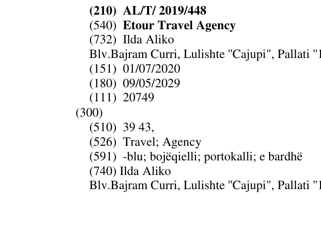 Zëri i markës Etour Travel Agency në buletin