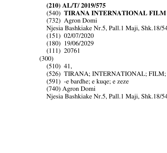 Zëri i markës TIRANA INTERNATIONAL FILM FESTIVAL në buletin
