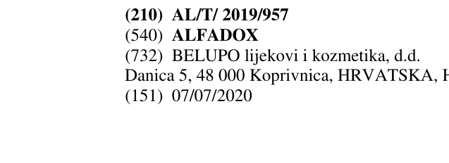Zëri i markës ALFADOX në buletin