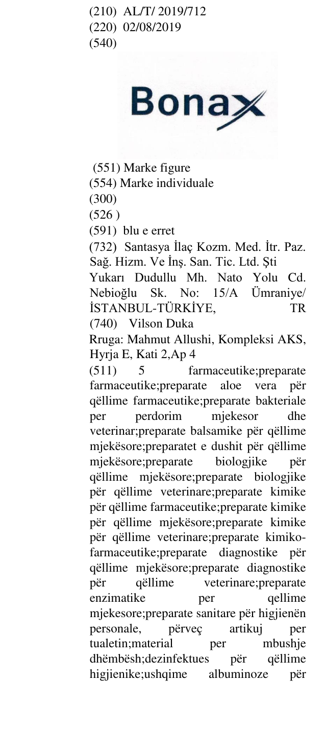 Zëri i markës Bonax në buletin
