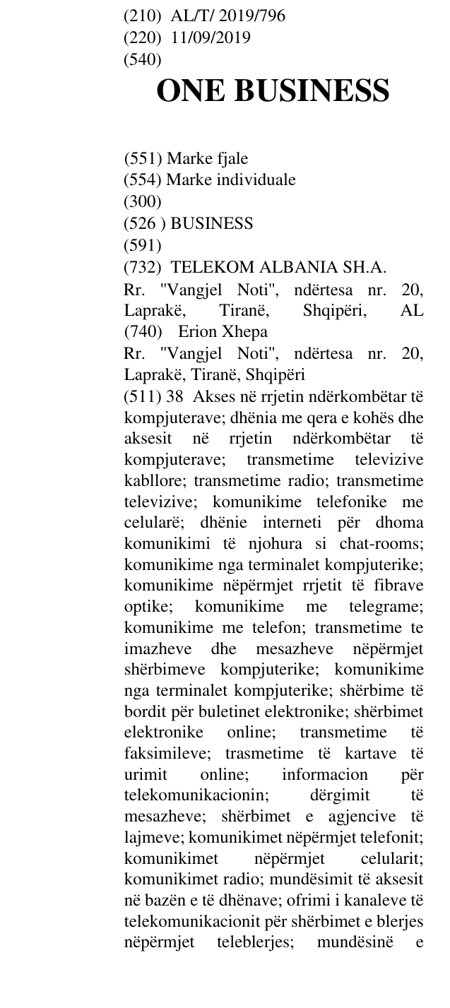 Zëri i markës ONE BUSINESS në buletin