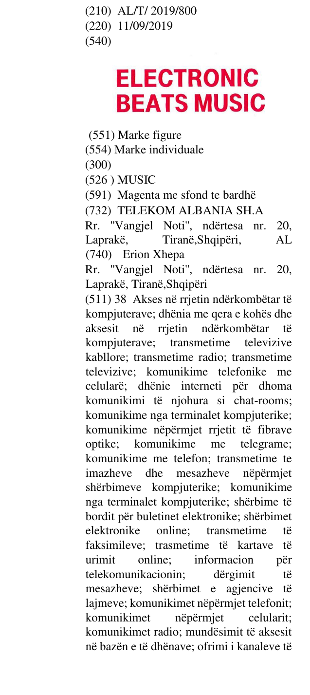 Zëri i markës MUSIC në buletin
