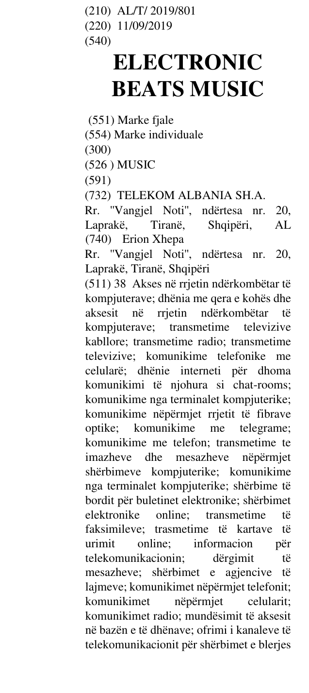 Zëri i markës ELECTRONIC BEATS MUSIC në buletin