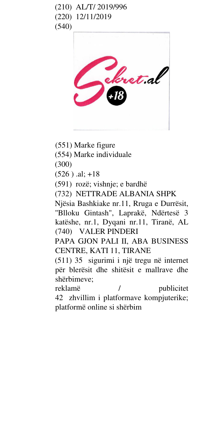 Zëri i markës .al; +18 në buletin