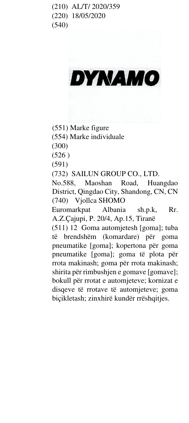 Zëri i markës DYNAMO në buletin