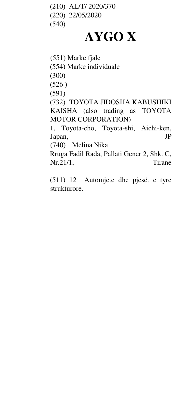 Zëri i markës AYGO X në buletin