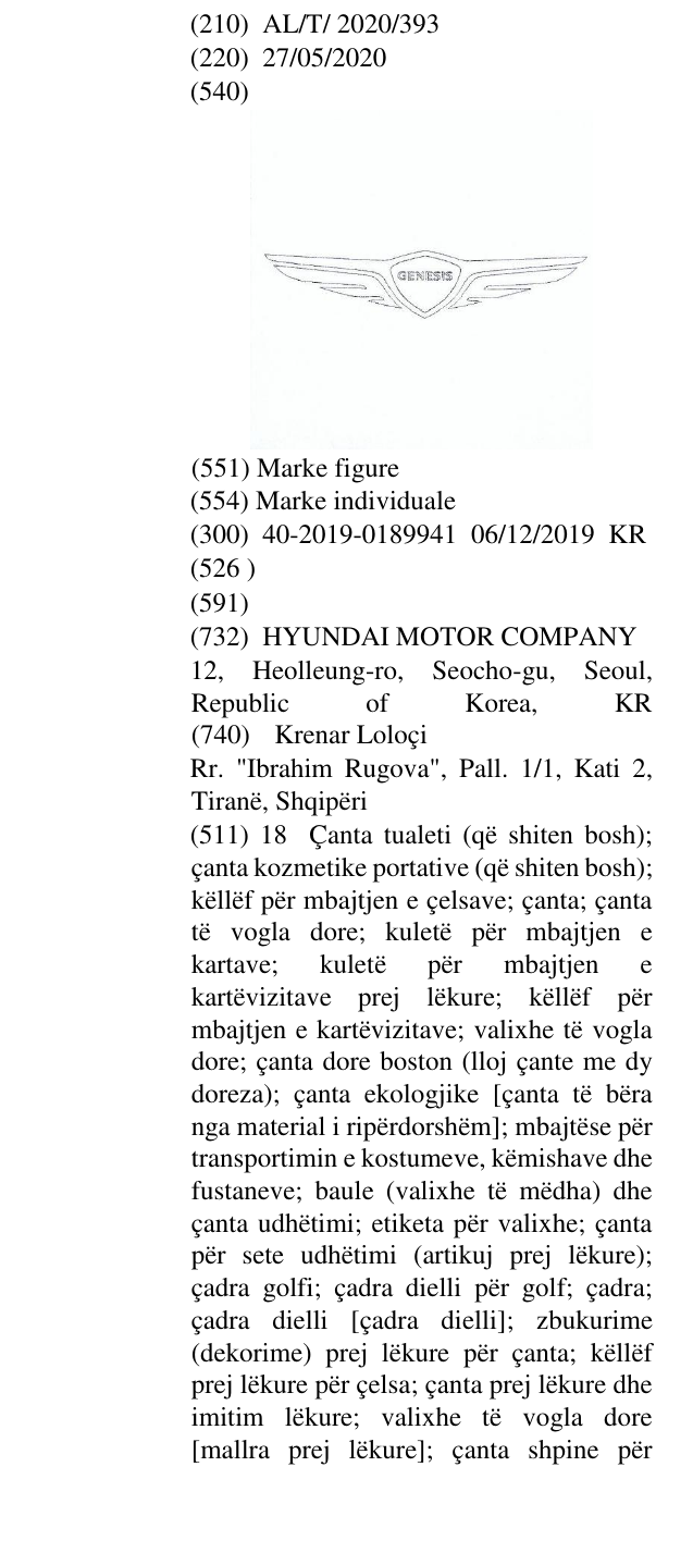 Zëri i markës GENESIS në buletin