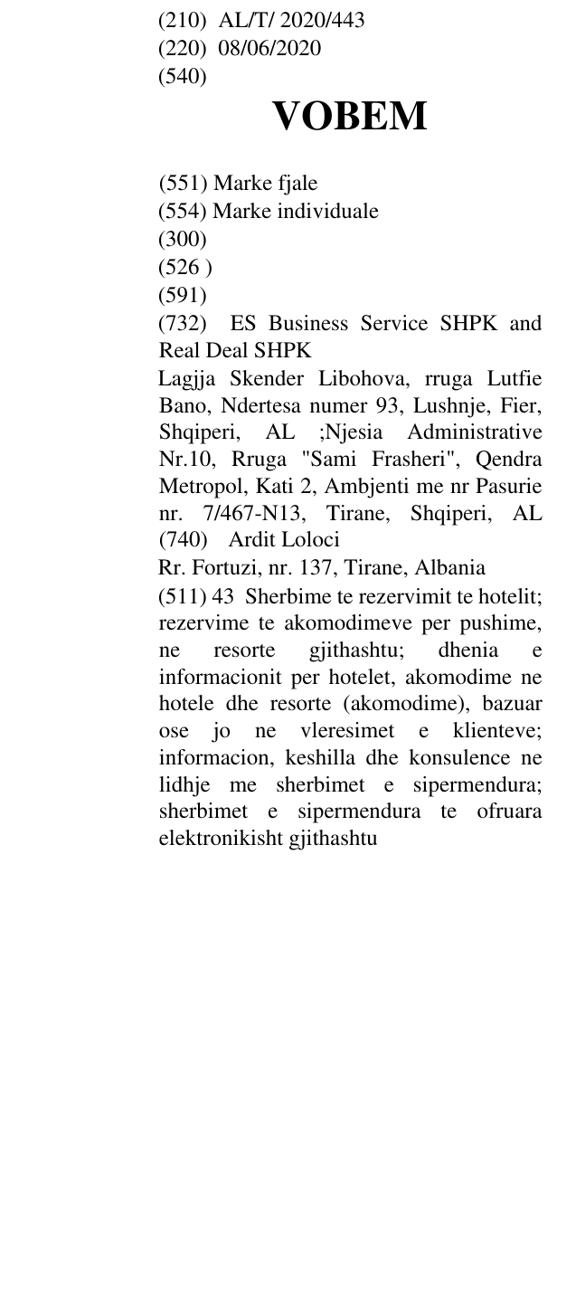 Zëri i markës VOBEM në buletin