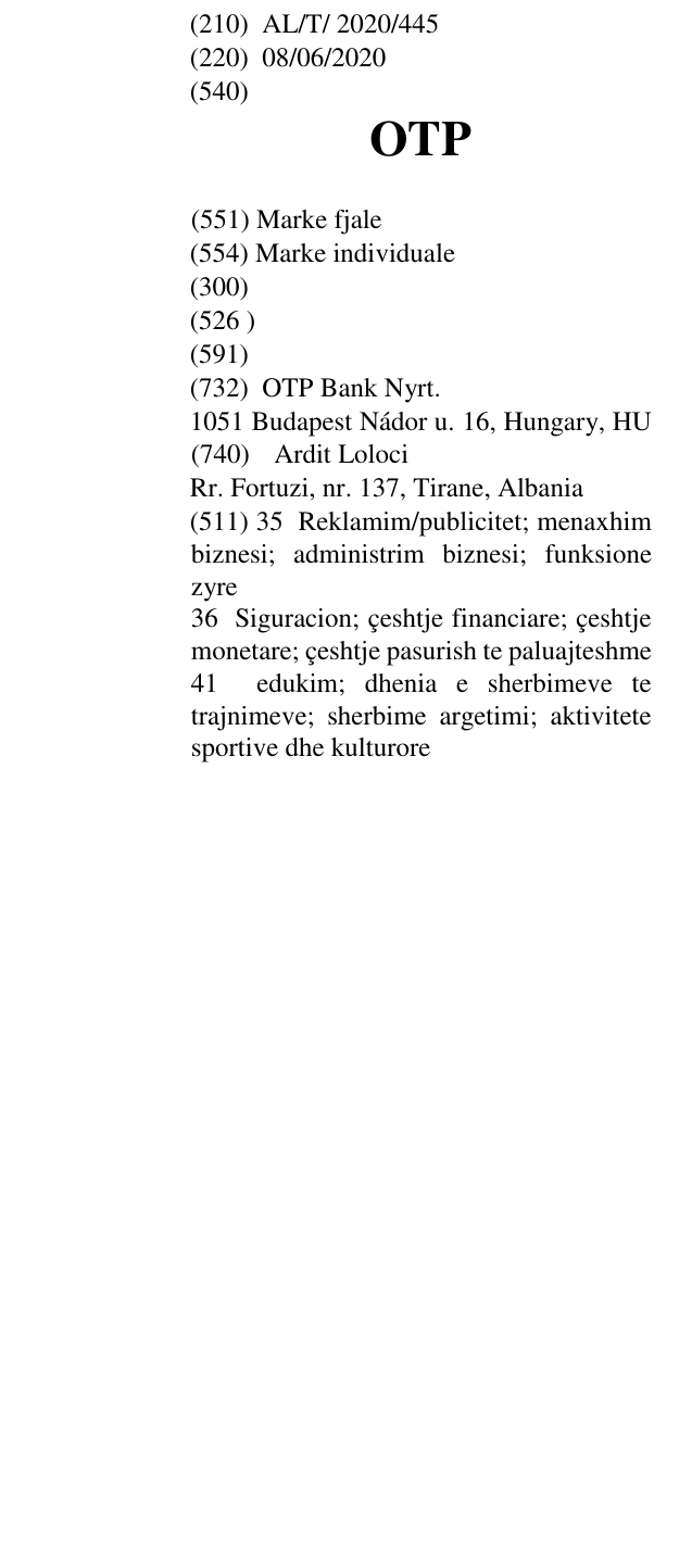 Zëri i markës OTP në buletin