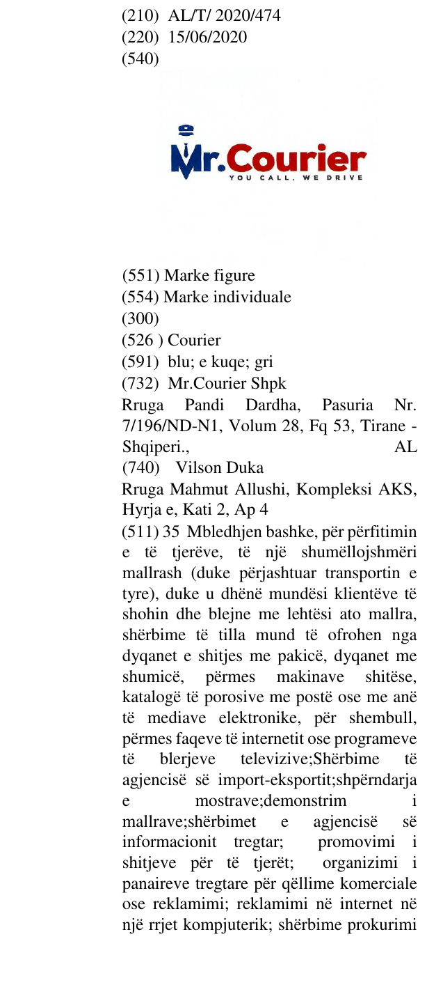 Zëri i markës Courier në buletin