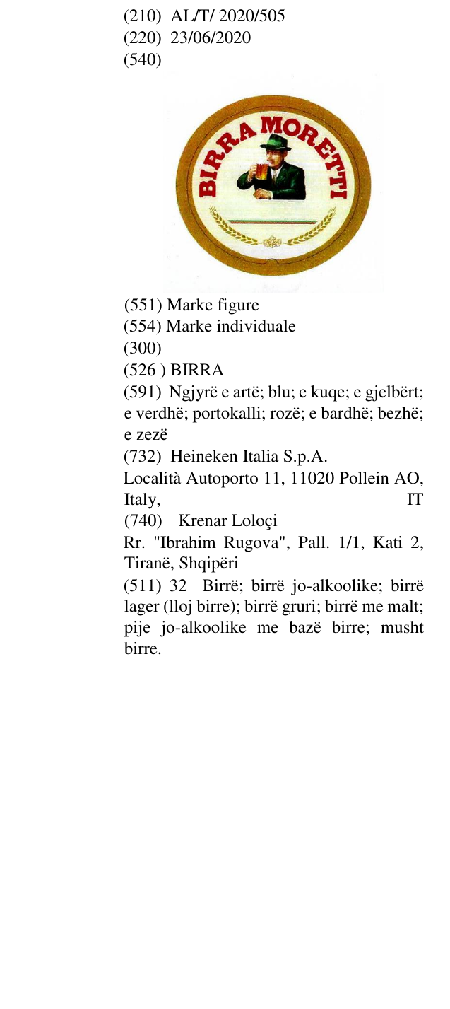 Zëri i markës BIRRA në buletin
