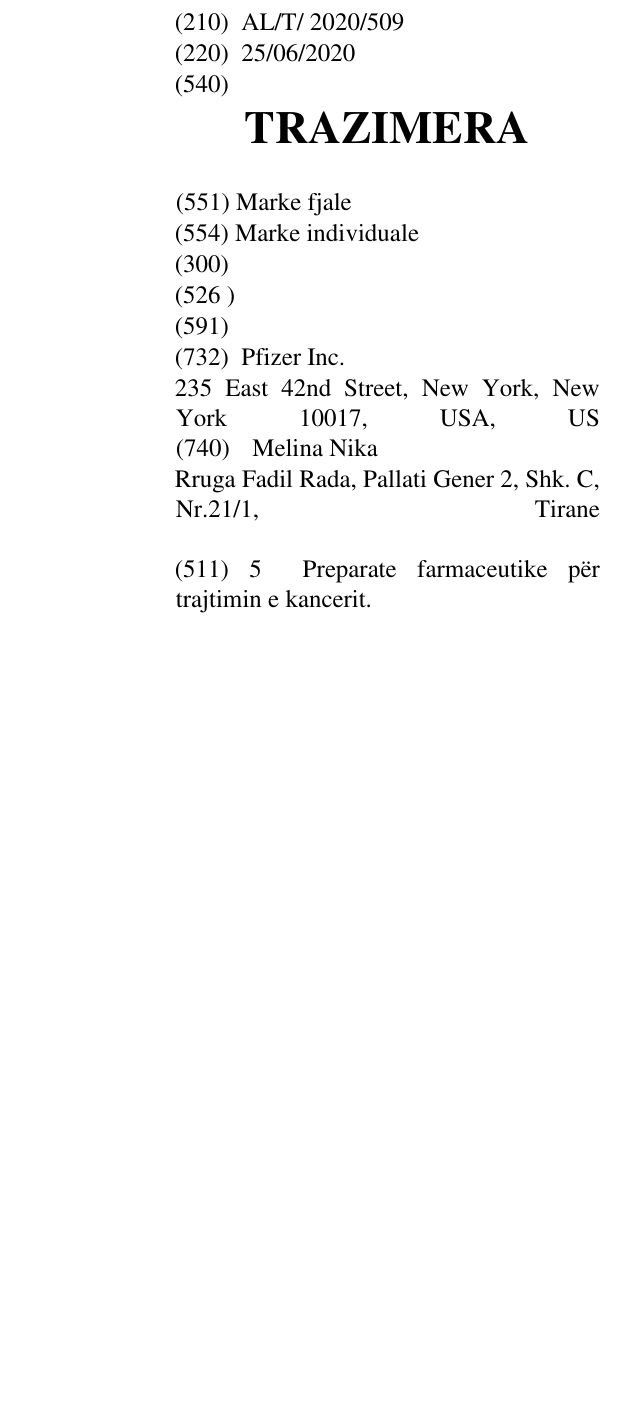 Zëri i markës TRAZIMERA në buletin
