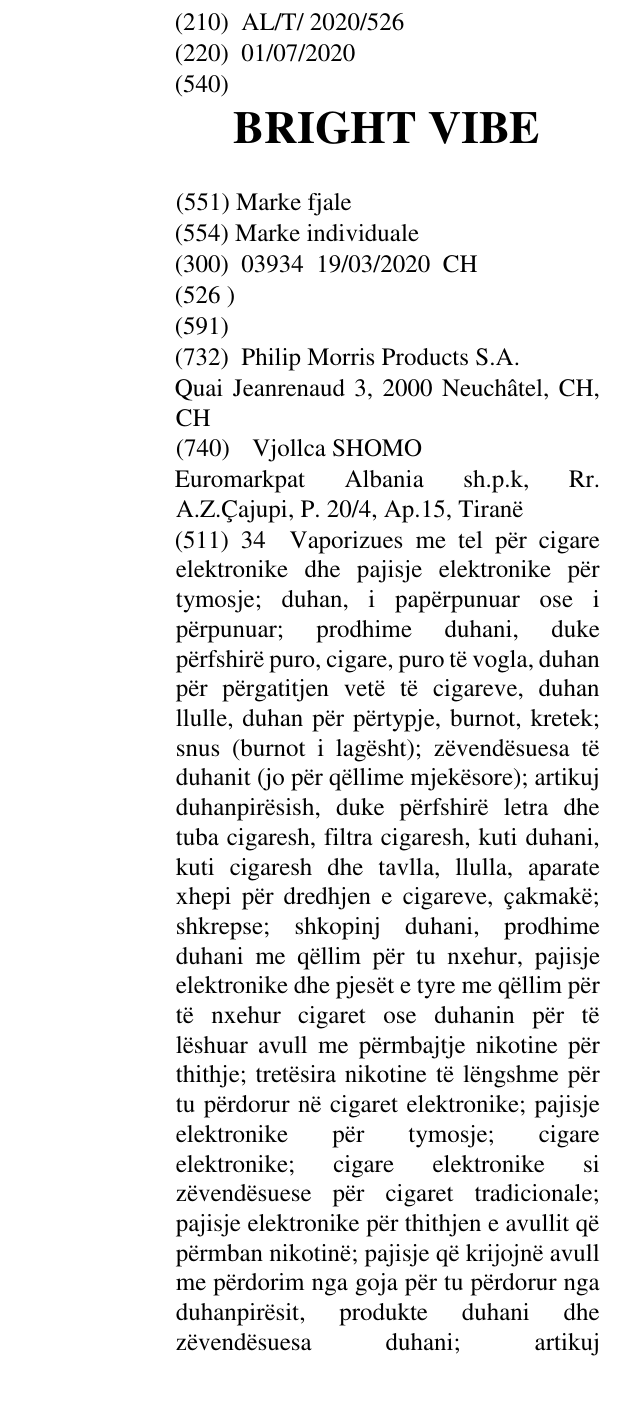 Zëri i markës BRIGHT VIBE në buletin