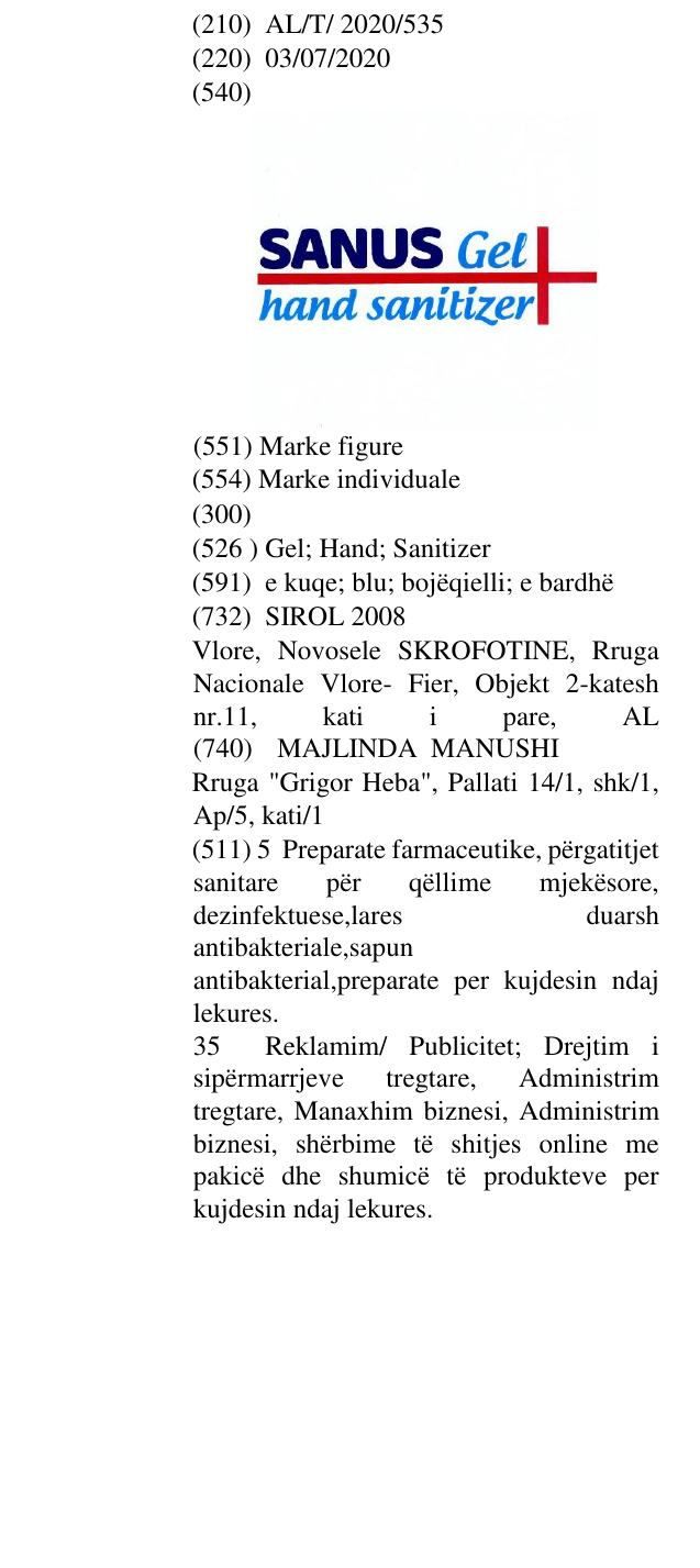 Zëri i markës Gel; Hand; Sanitizer në buletin