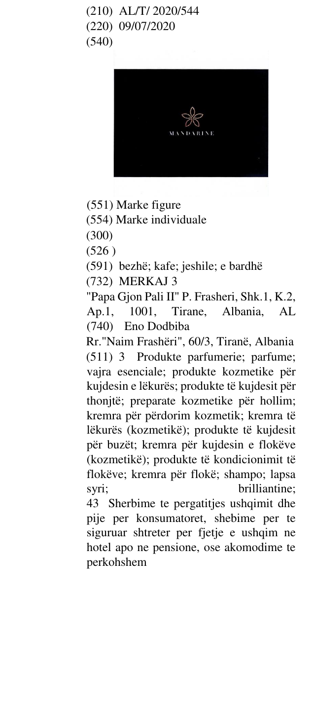 Zëri i markës mandarine në buletin