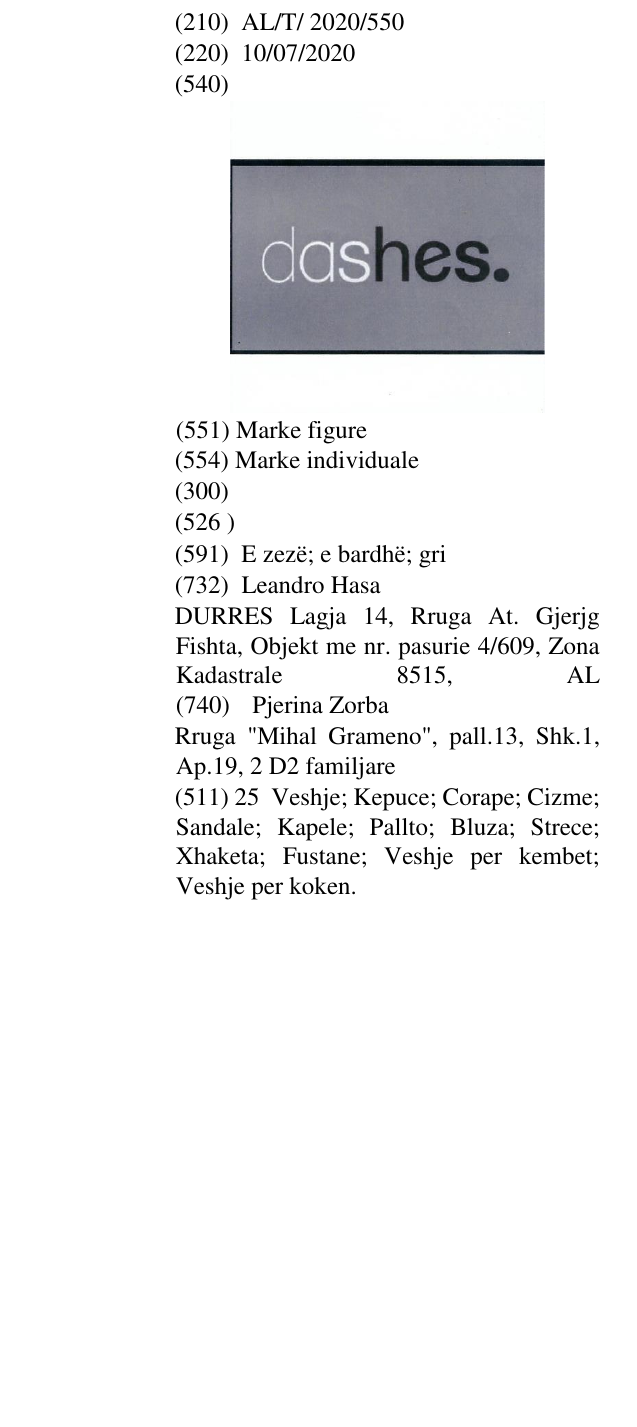 Zëri i markës Dashes. në buletin