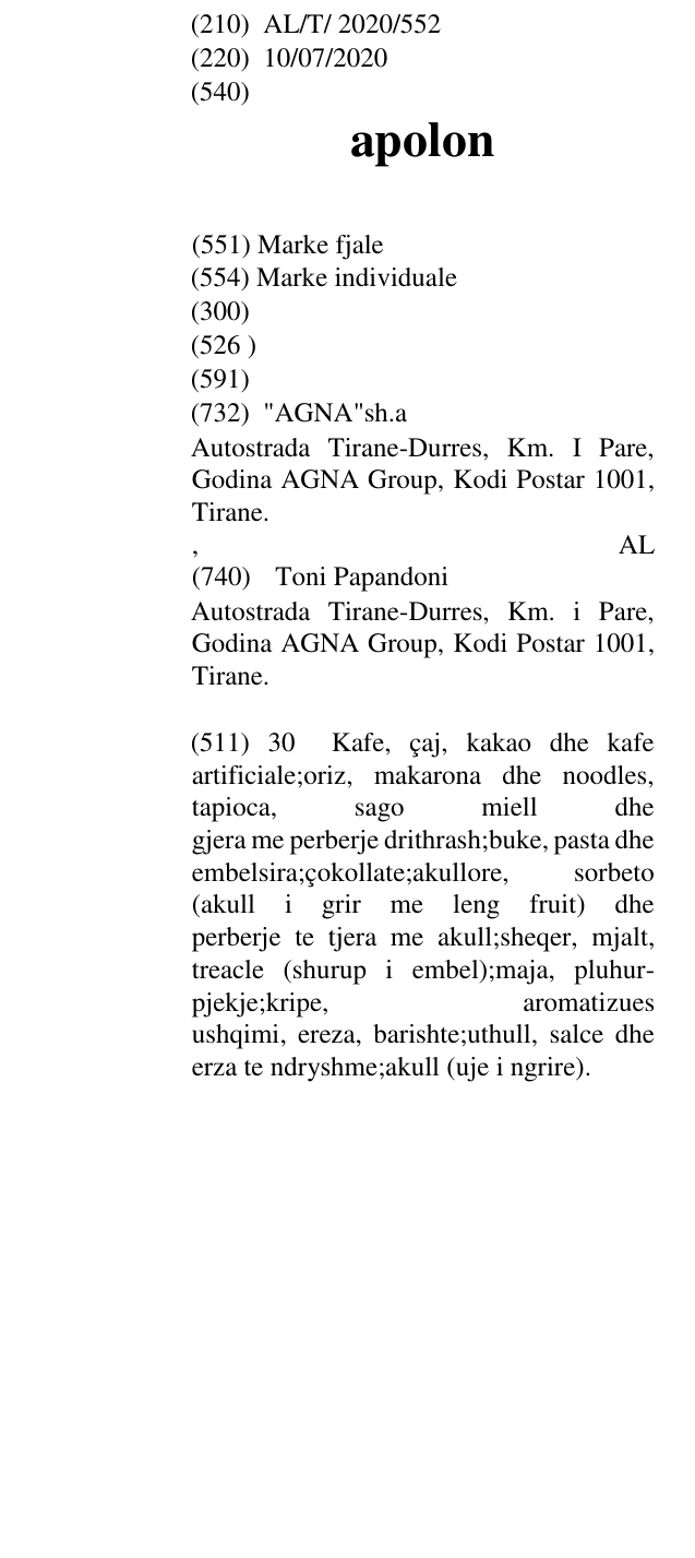 Zëri i markës apolon në buletin