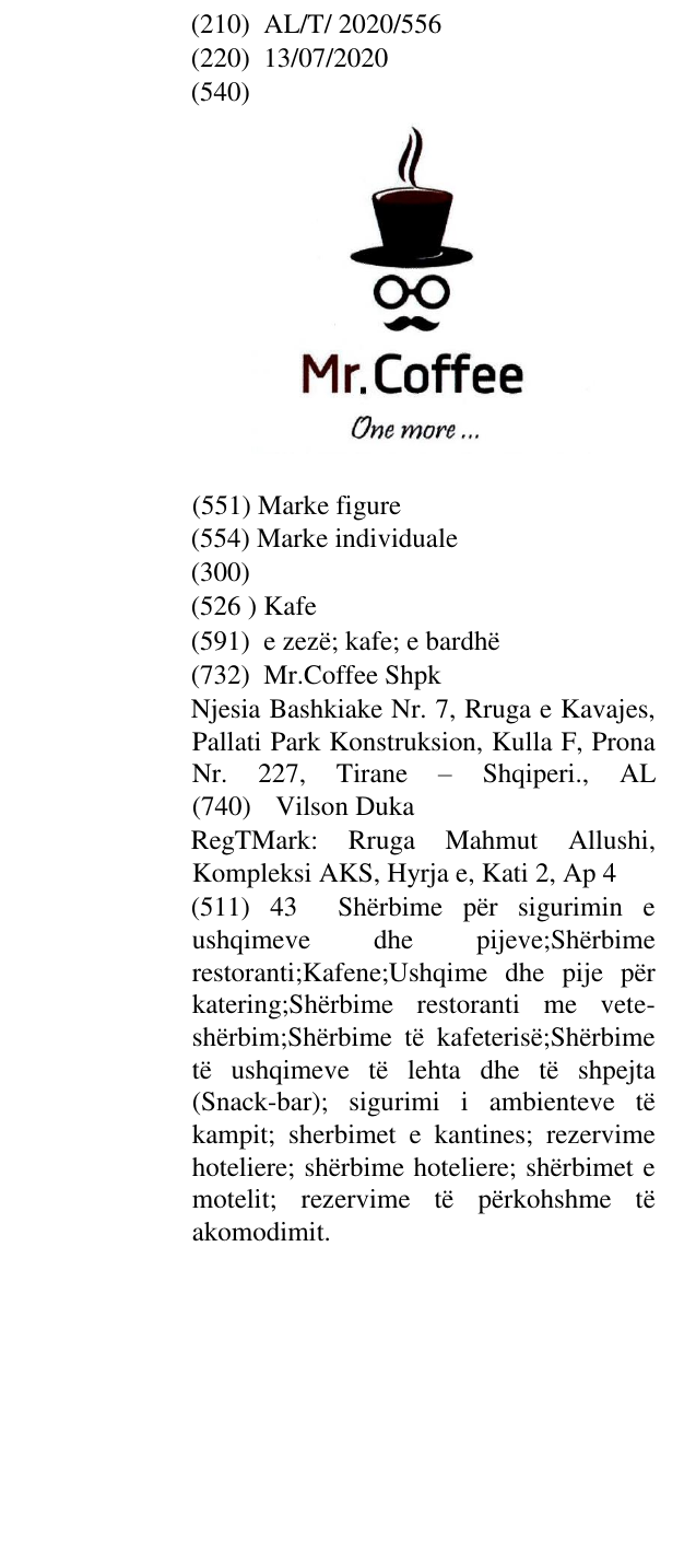 Zëri i markës Kafe në buletin