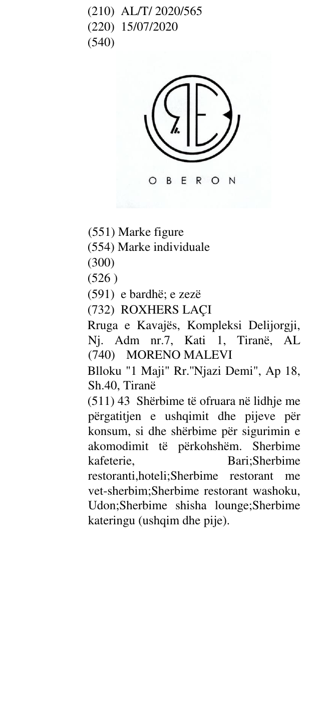 Zëri i markës OBERON në buletin