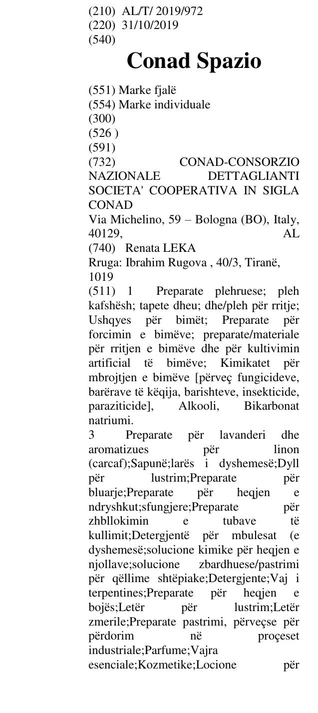 Zëri i markës Conad Spazio në buletin