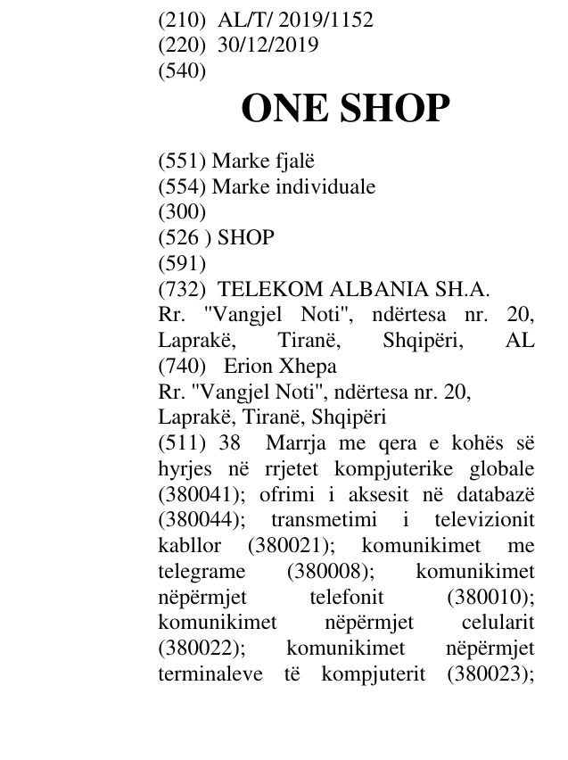 Zëri i markës ONE SHOP në buletin