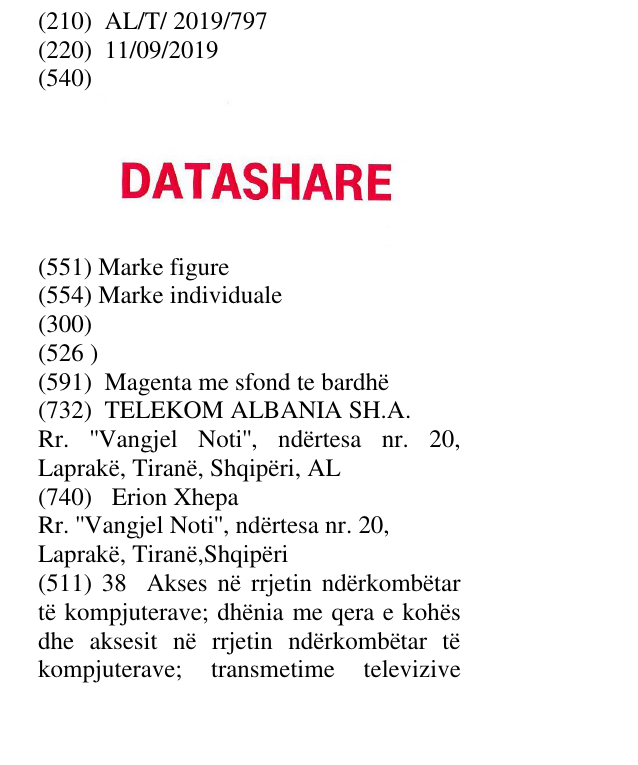 Zëri i markës DATASHARE në buletin