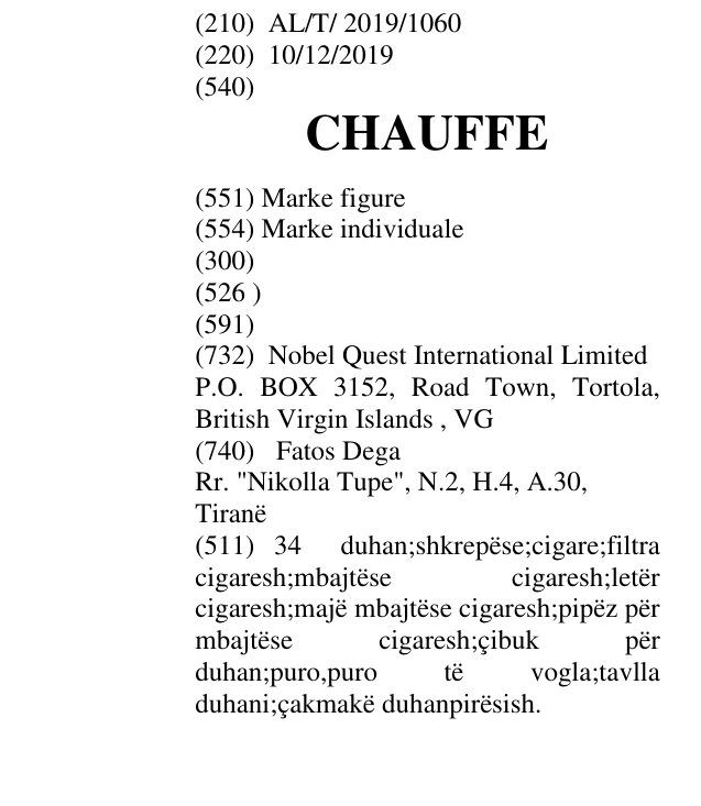 Zëri i markës CHAUFFE në buletin