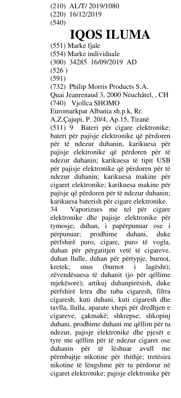 Zëri i markës IQOS ILUMA në buletin