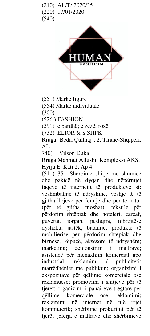 Zëri i markës FASHION në buletin