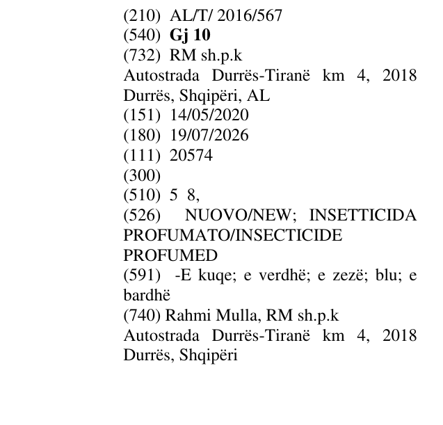 Zëri i markës Gj 10 në buletin