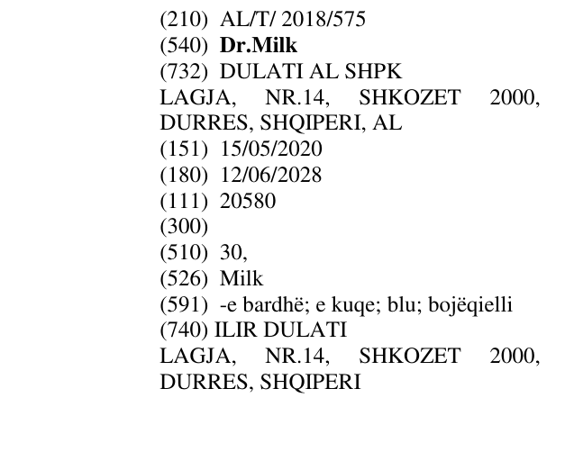 Zëri i markës Dr.Milk në buletin