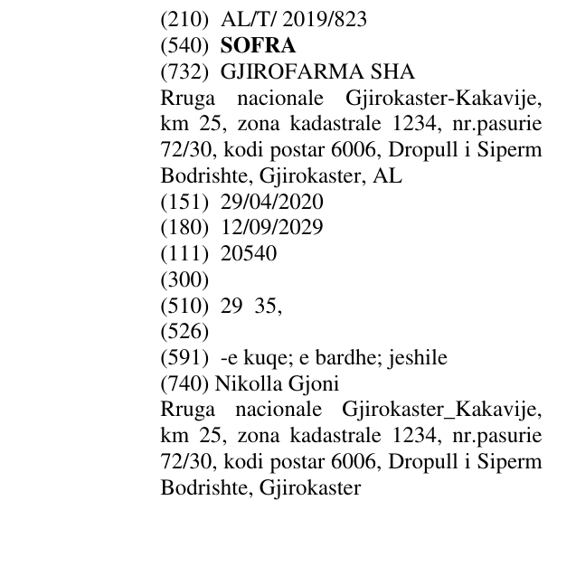 Zëri i markës SOFRA në buletin