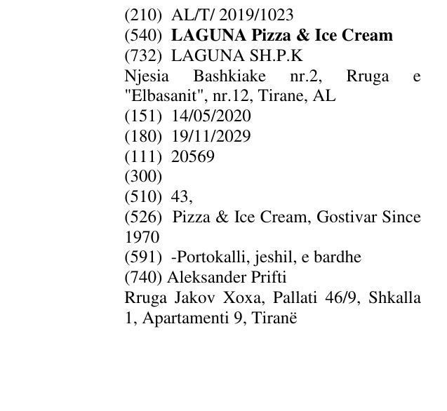 Zëri i markës LAGUNA Pizza & Ice Cream në buletin